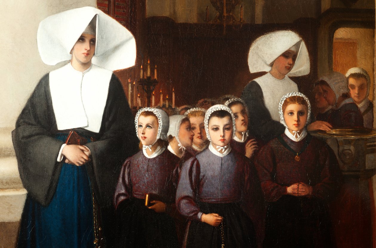 Maleri. Signert og datert: Constant Meunier 1864. De foreldreløse. Olje på lerret. Detalj. av Constantin Emile Meunier