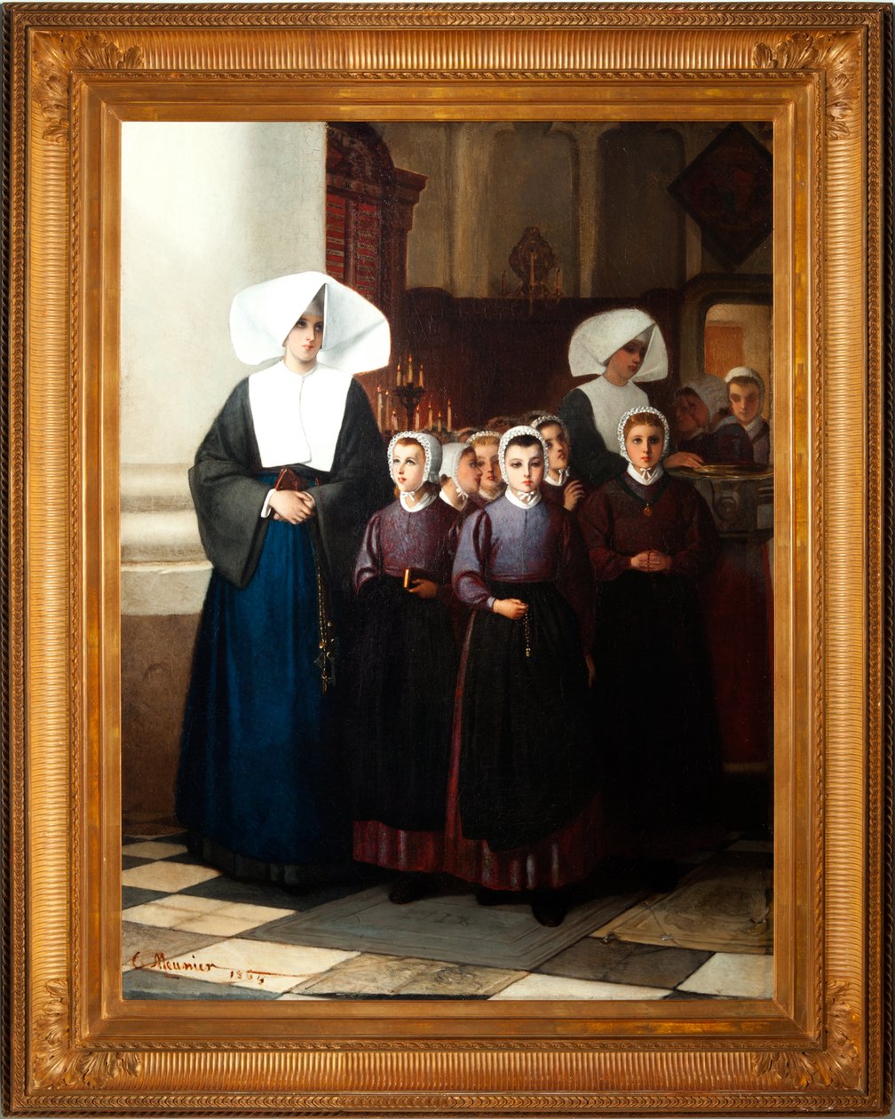 Maleri. Signert og datert: Constant Meunier 1864. De foreldreløse. Olje på lerret. Detalj. av Constantin Emile Meunier