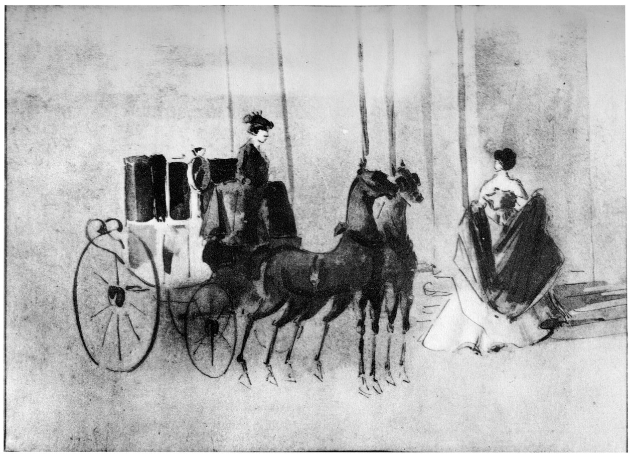 Ankomst til ballet, 1800-tallet, 1930. av Constantin Guys