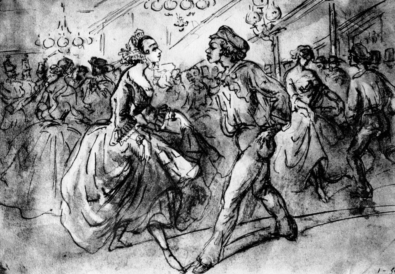 Ved dansen, 1800-tallet, 1930. av Constantin Guys