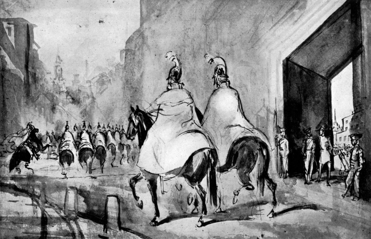 Cuirassiers, 1800-tallet, 1930 av Constantin Guys