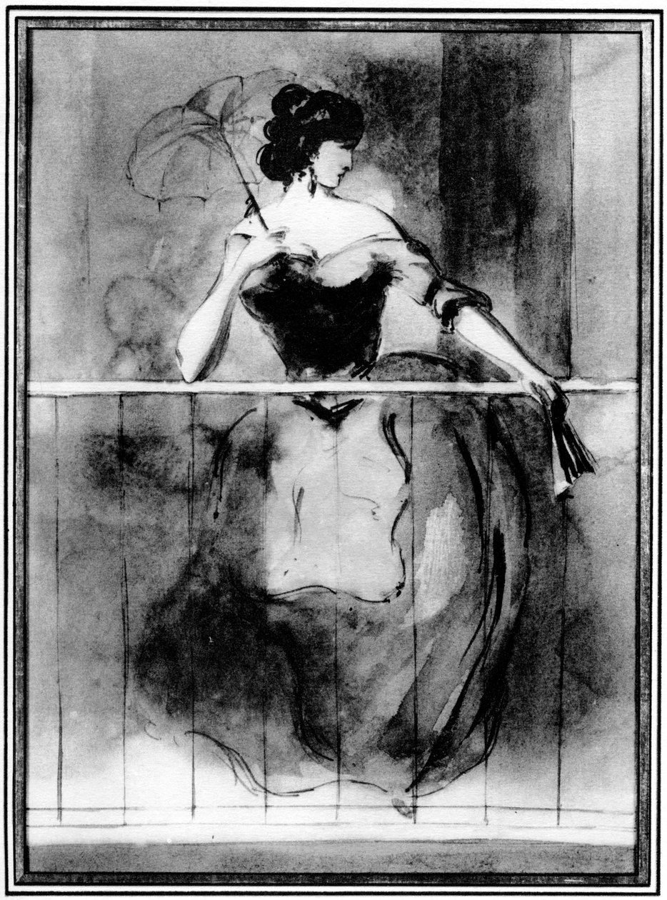 Lady at a Balcony, 1800-tallet, 1930. av Constantin Guys