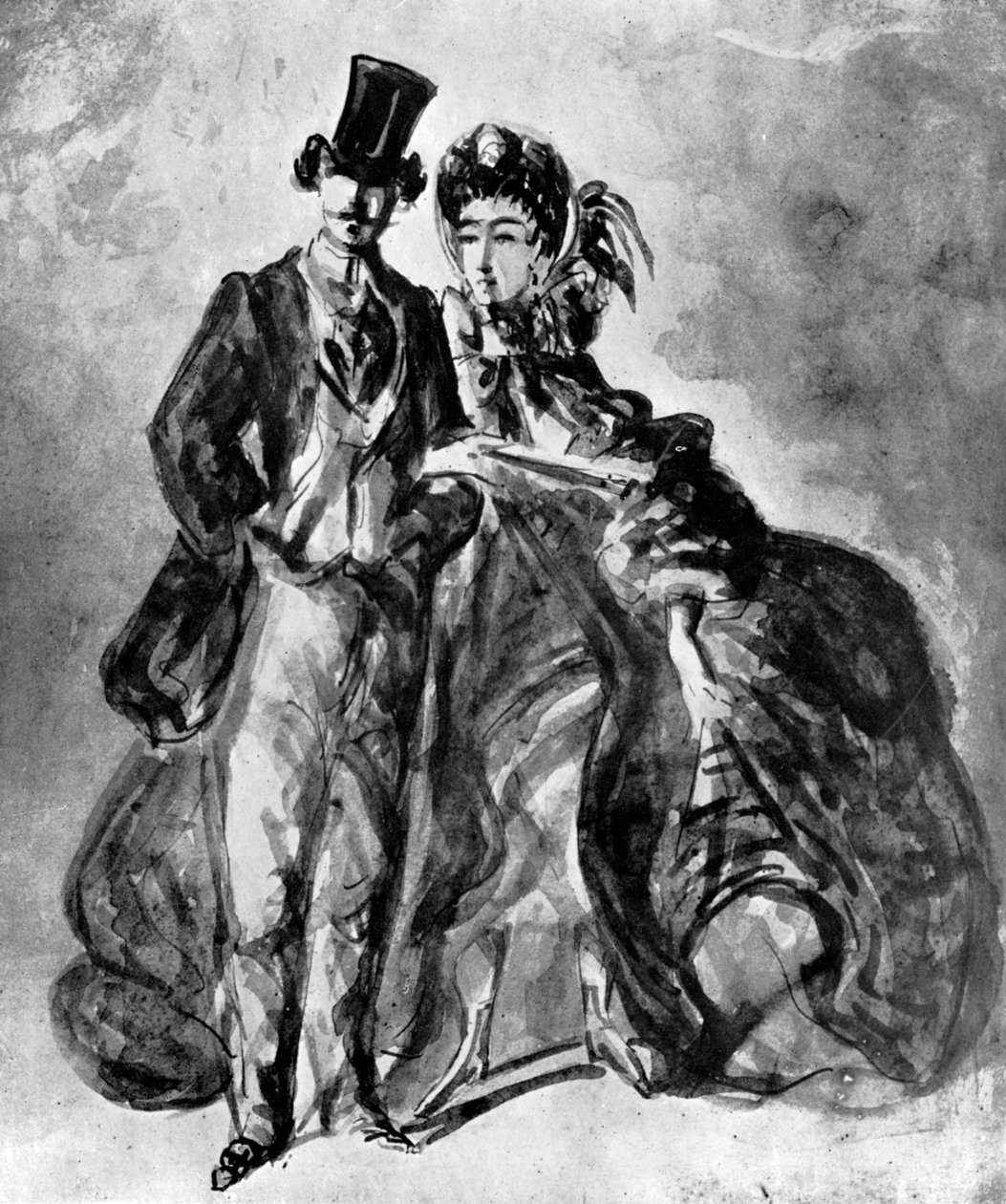 Mann og kvinne, 1800-tallet, 1930. av Constantin Guys