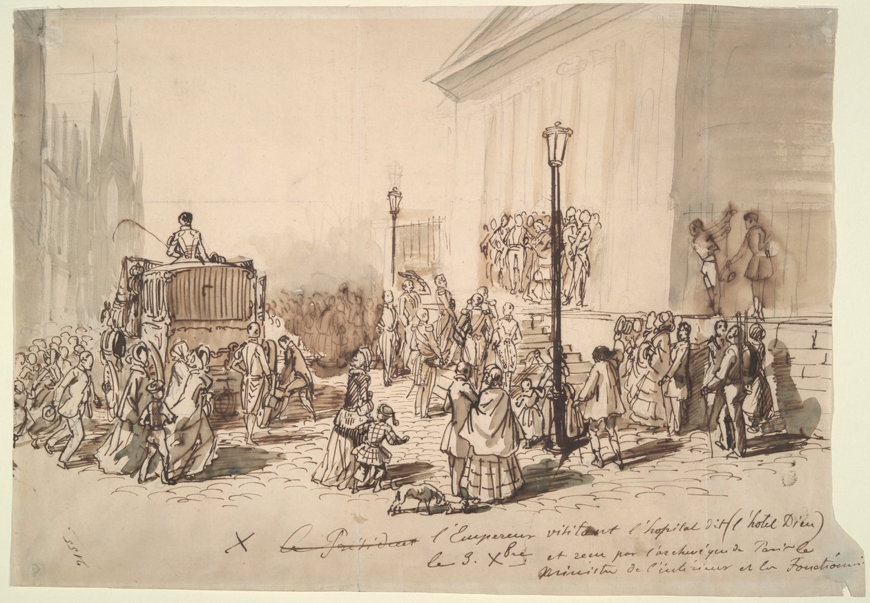 Mottakelse av keiser Napoleon III på sykehuset av Constantin Guys