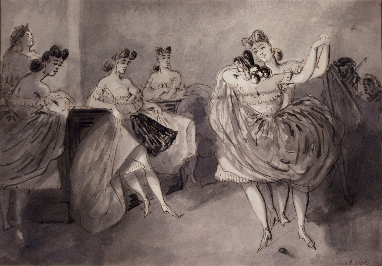 Dansescene i et bordell, omkring 1865 av Constantin Guys