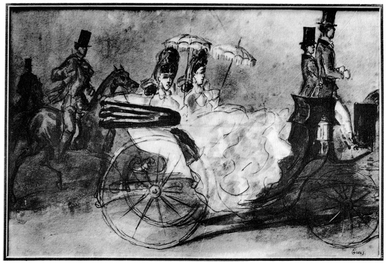Taking the Air, 1800-tallet, 1930 av Constantin Guys