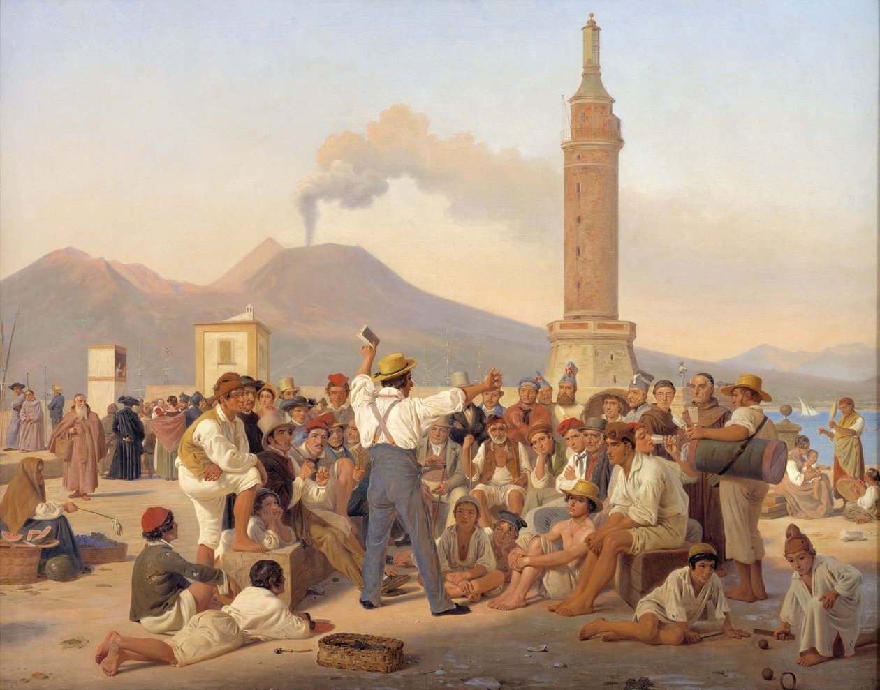 En resitasjon av "Orlando the Furious" på Molo, Napoli av Constantin Hansen