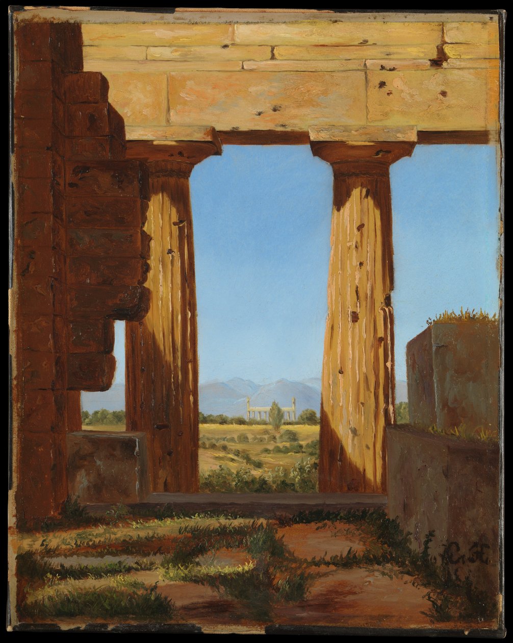 Søyler i Neptuntempelet i Paestum av Constantin Hansen