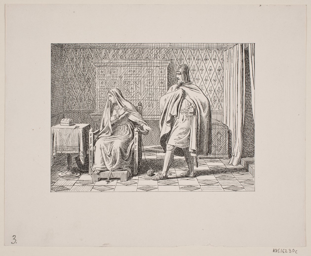 Illustrasjon for Svend Grundtvig, "Marsk Stig: Dansk folkesang fra 1200-tallet", 1861 av Constantin Hansen