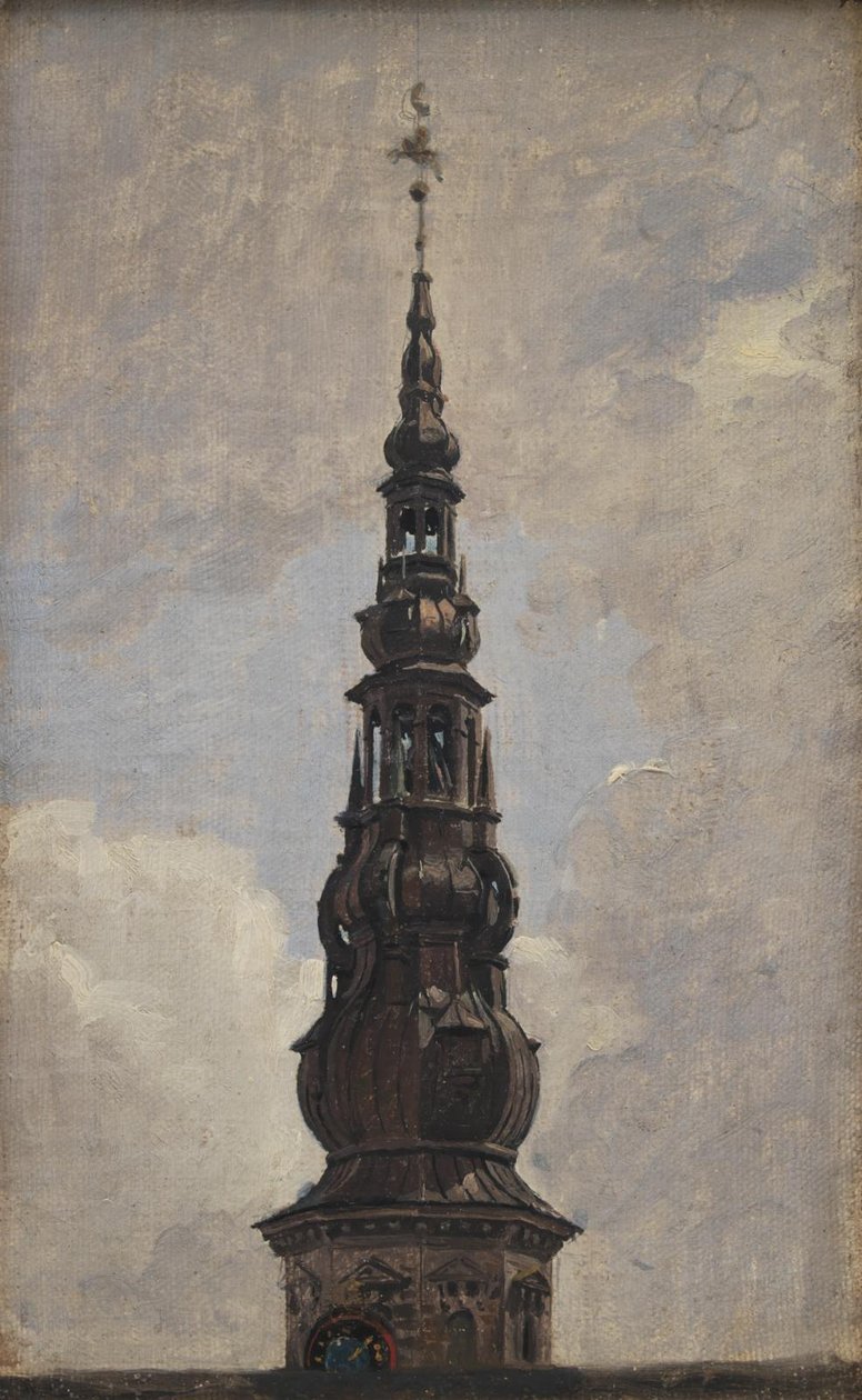 Det store spiret på Kronborg slott. Studere av Constantin Hansen