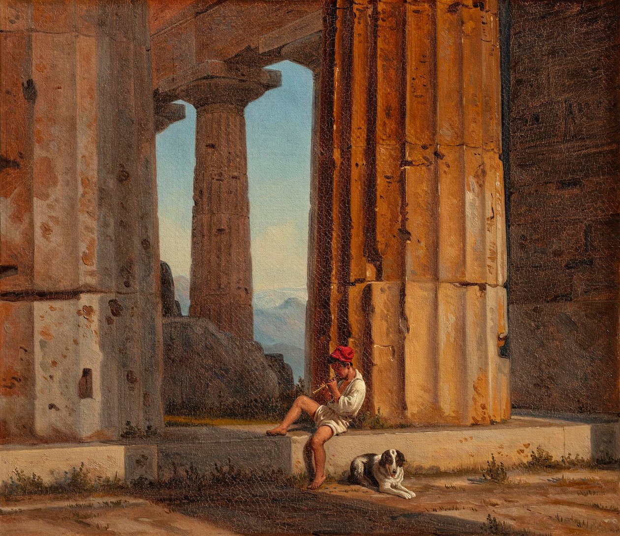 Utsikt over Poseidontempelet i Paestum av Constantin Hansen