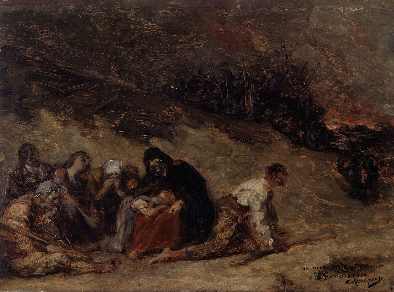 Episode fra bondeopprøret. Brannen i Turnhout (1798–1799) av Constantin Meunier