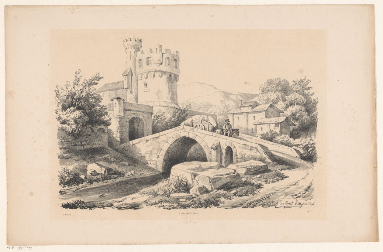 Landskap med festning og bro The Landscape (serietittel) av Constantinus Cornelis Huysmans