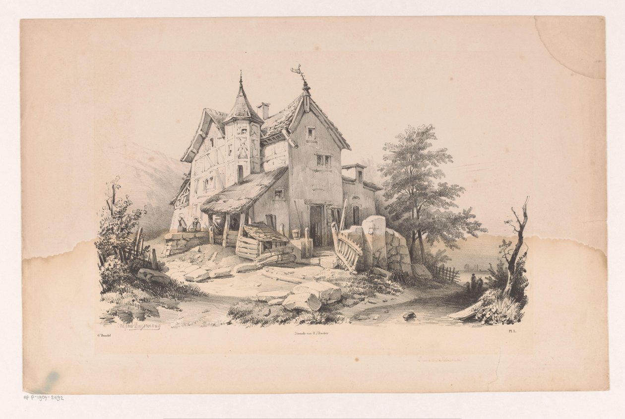 Gammelt hus i landskap The Landscape (serietittel) av Constantinus Cornelis Huysmans