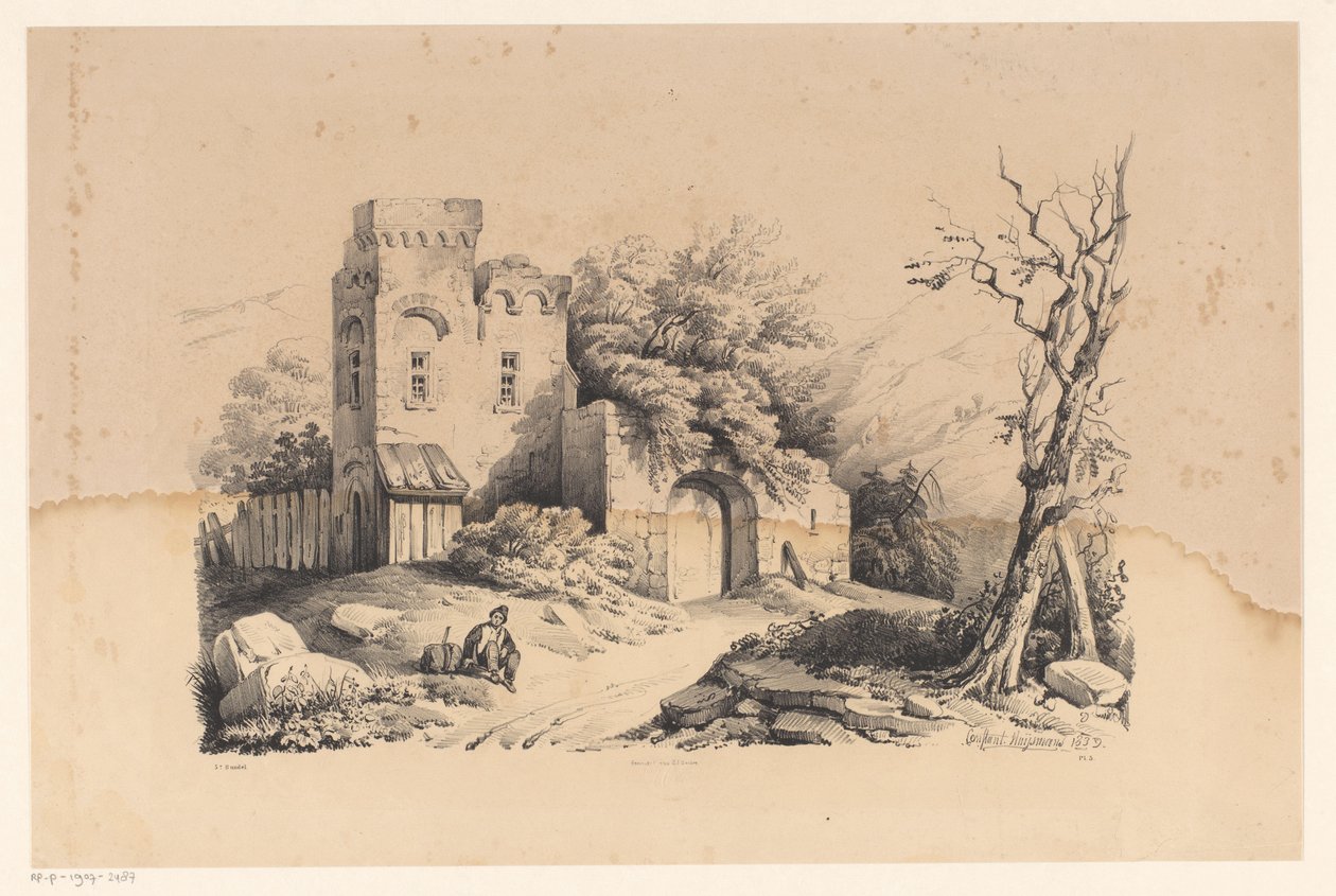 Turgåer på ruin The Landscape (serietittel) av Constantinus Cornelis Huysmans