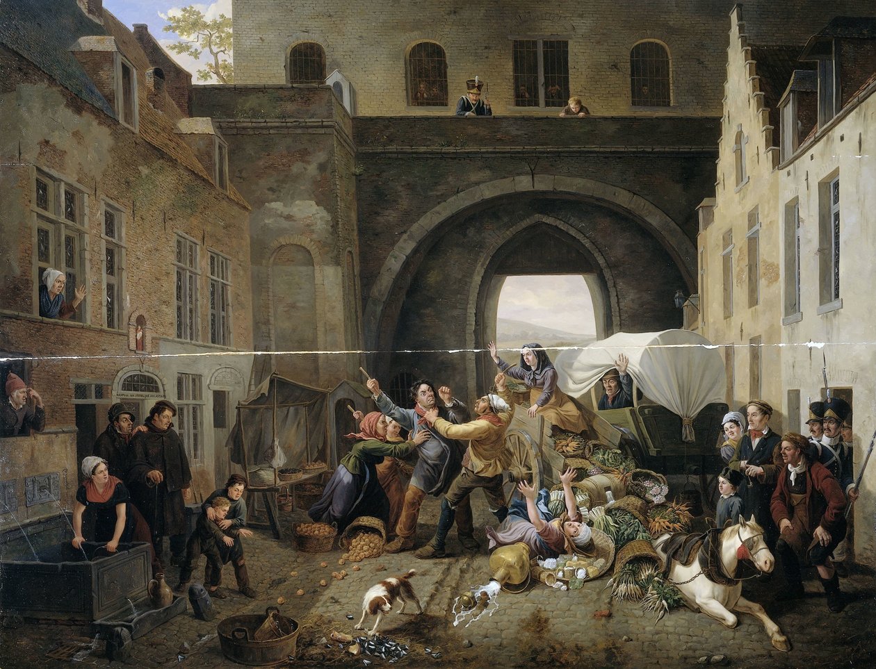 En kollisjon ved Porte de Hal, Brussel av Constantinus Fidelio Coene