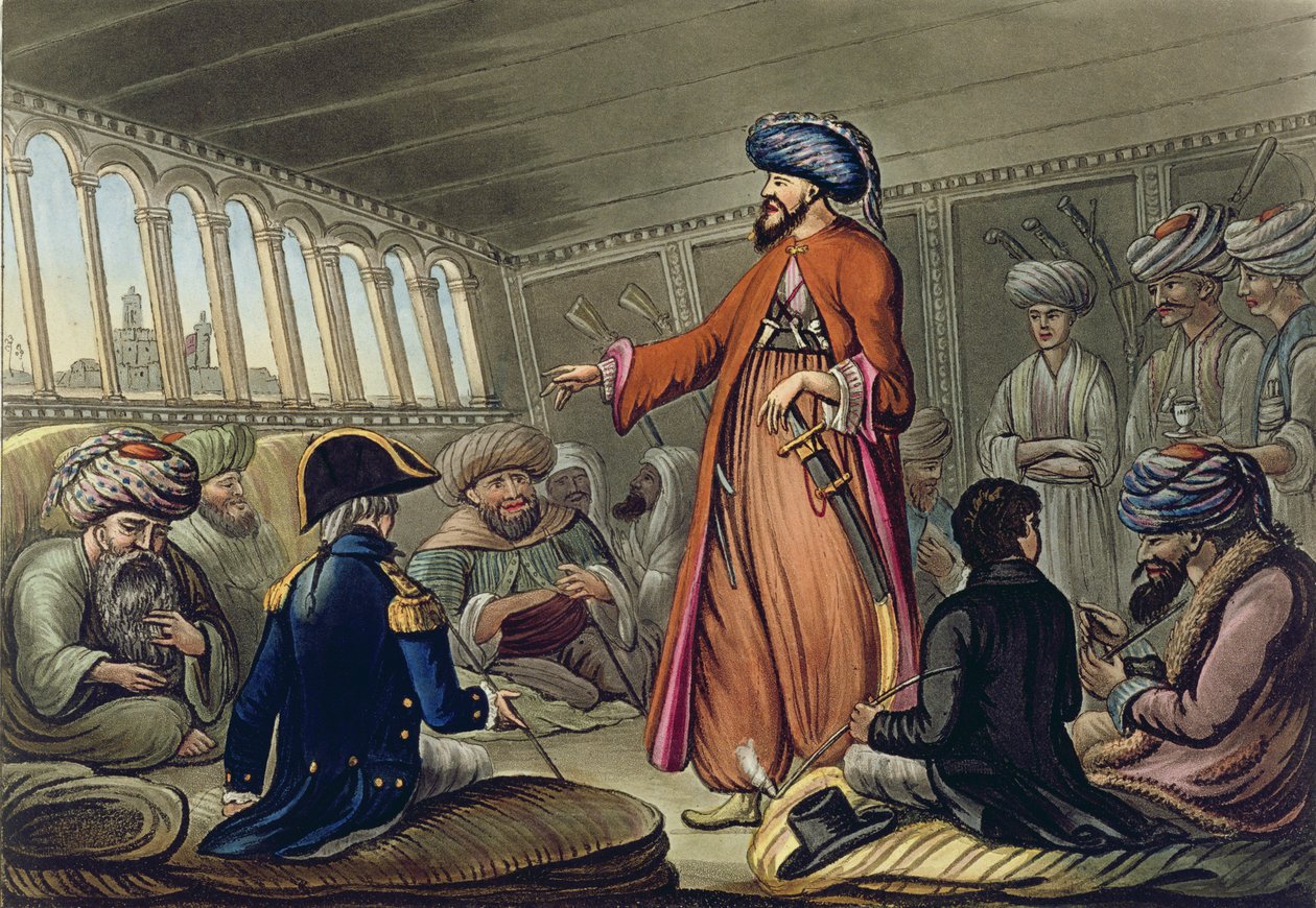A Mameluke Deliving a Message from Mourad Bey, gravert av Joseph Constantine Stadler (fl.1780-1812) utgitt av I. White, London, 1801 av Cooper Willyams