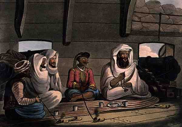 Moors on Board the Swiftsure, gravert av Joseph Constantine Stadler (fl.1780-1812) utgitt av I. White, London av Cooper (after) Willyams