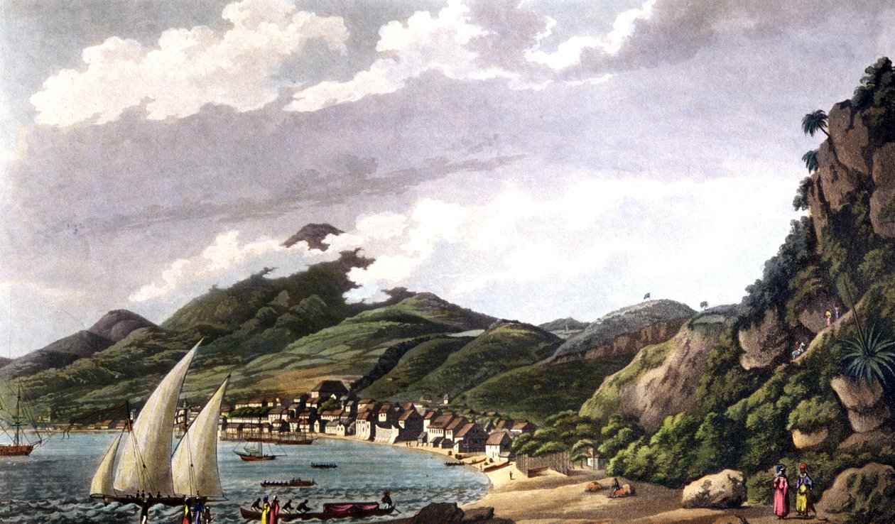 Utsikt over Saint-Pierre-bukten på Martinique av Cooper (after) Willyams