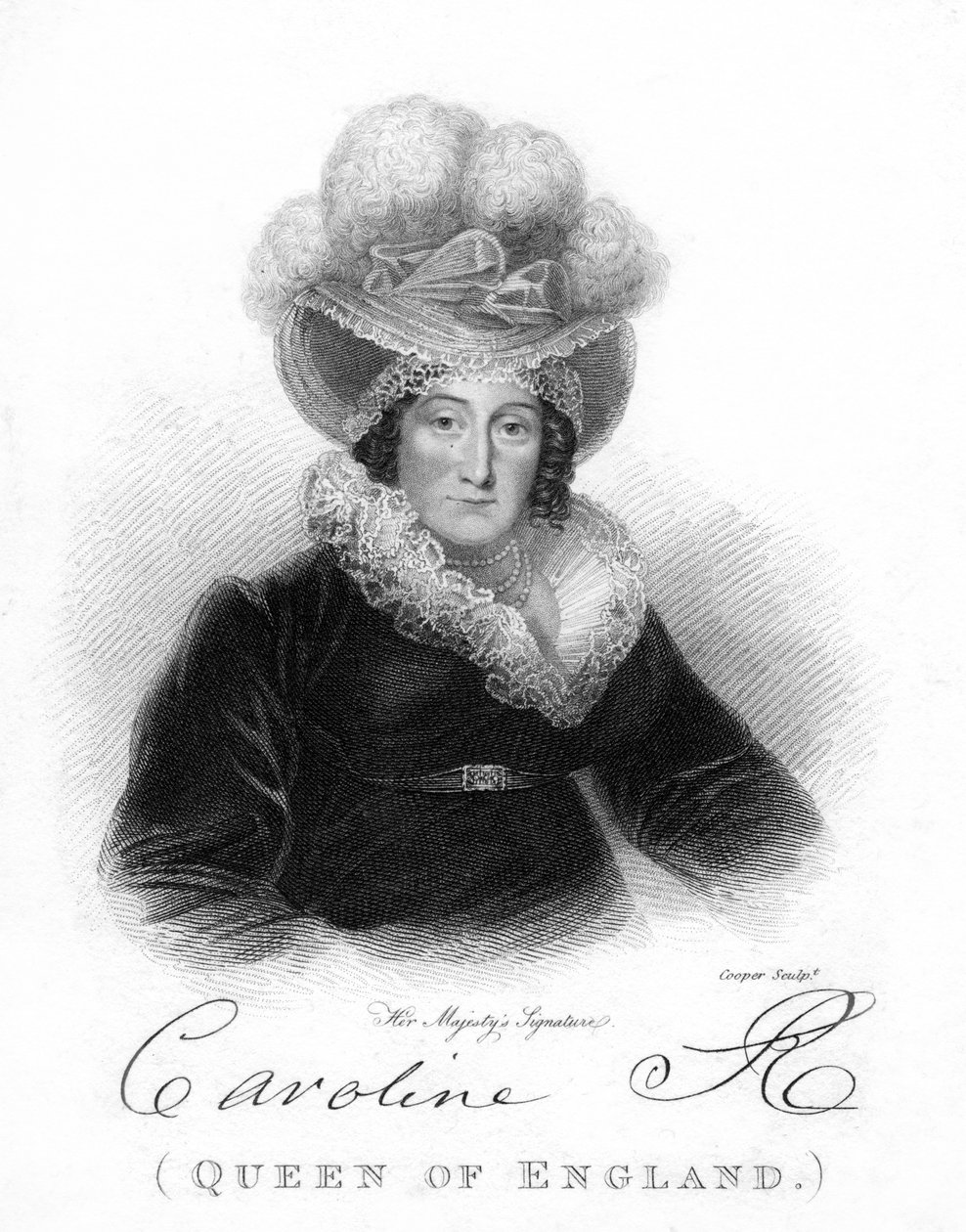 Caroline Amelia Elizabeth av Brunswick, dronning av George IV, 1800-tallet. av Cooper