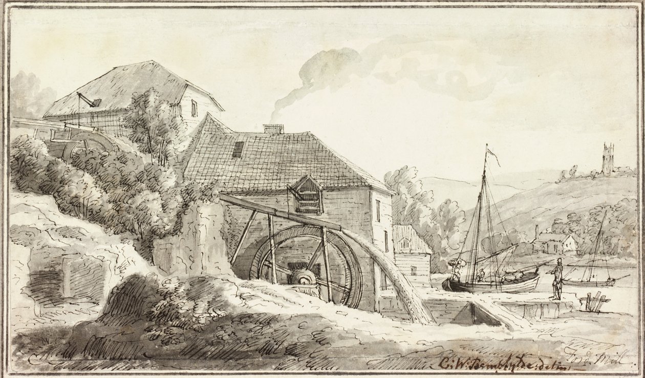 Ford Mill (blekk og akvarell på papir) av Copplestone Warre Bamfylde