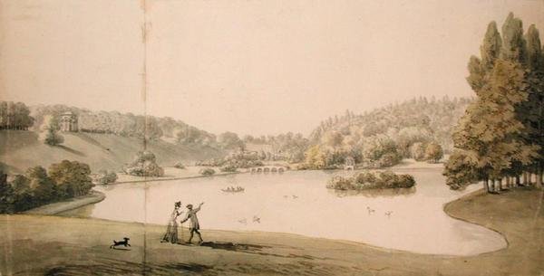 Stourhead, ca. 1780 (akvarell og blyant på papir) av Copplestone Warre Bamfylde