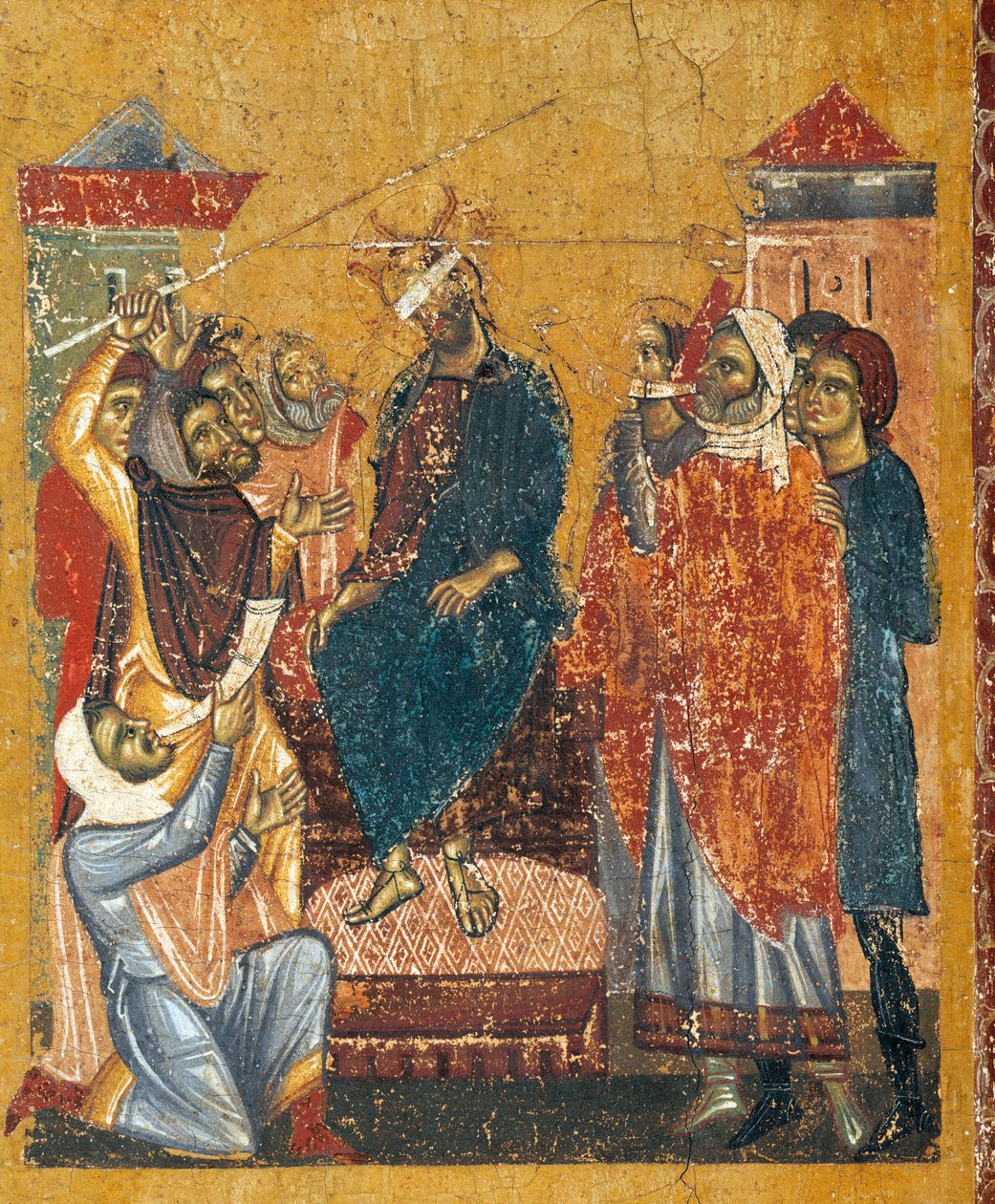 Krusifiks av Coppo di Marcovaldo (ca 1220-etter 1276), detalj av Coppo di Marcovaldo
