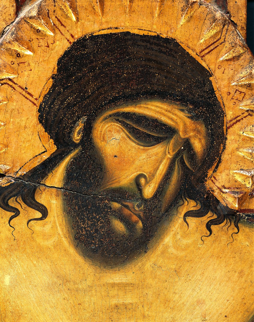 Ansiktet til Jesu lidelse, detalj av krusifiks av Coppo di Marcovaldo (ca 1220-etter 1276) av Coppo di Marcovaldo