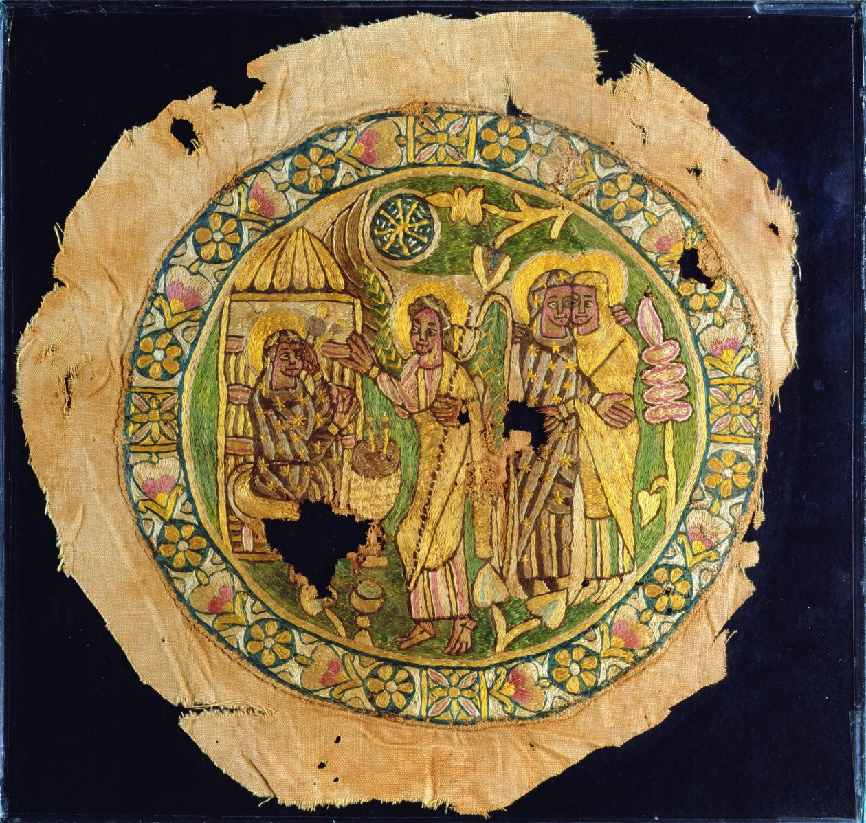 Annunciation, 500-700 (lin brodert med silke) av Coptic