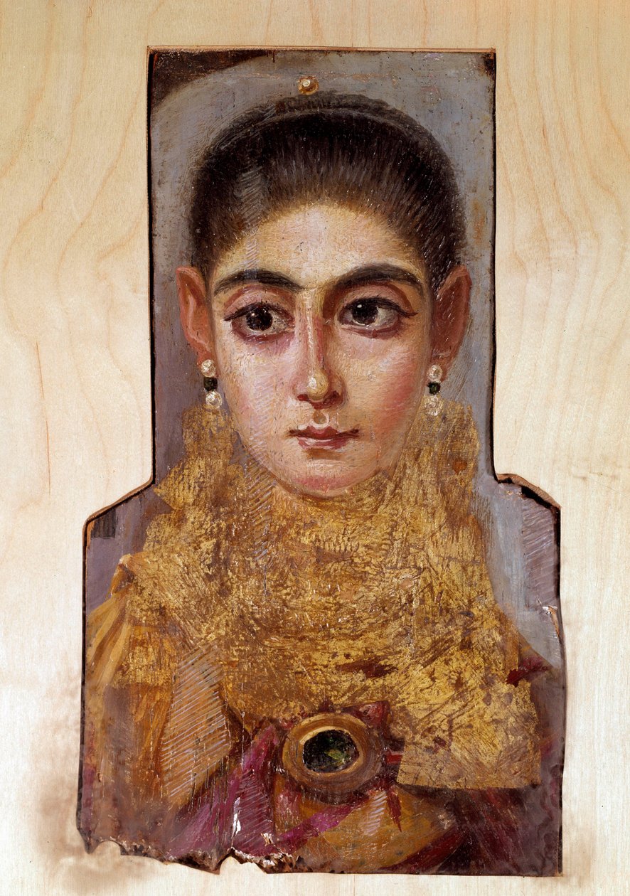 Koptisk kunst: ung kvinne kalt Fayoum (Fayum) (rundt 160 e.Kr.) Maling av voks på tre. Paris, Louvre-museet av Coptic