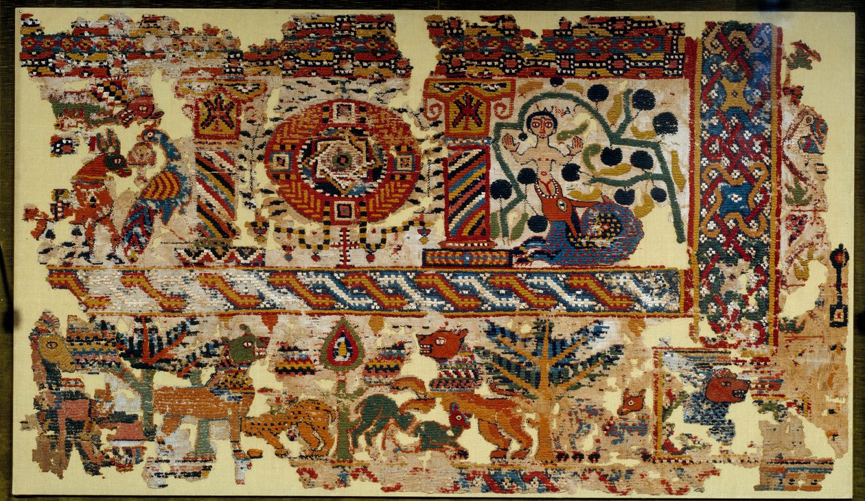 Koptisk kunst: gardiner korsets triumf. Mål: 1,20 x 2,10m. Paris, Musée du Louvre av Coptic Coptic