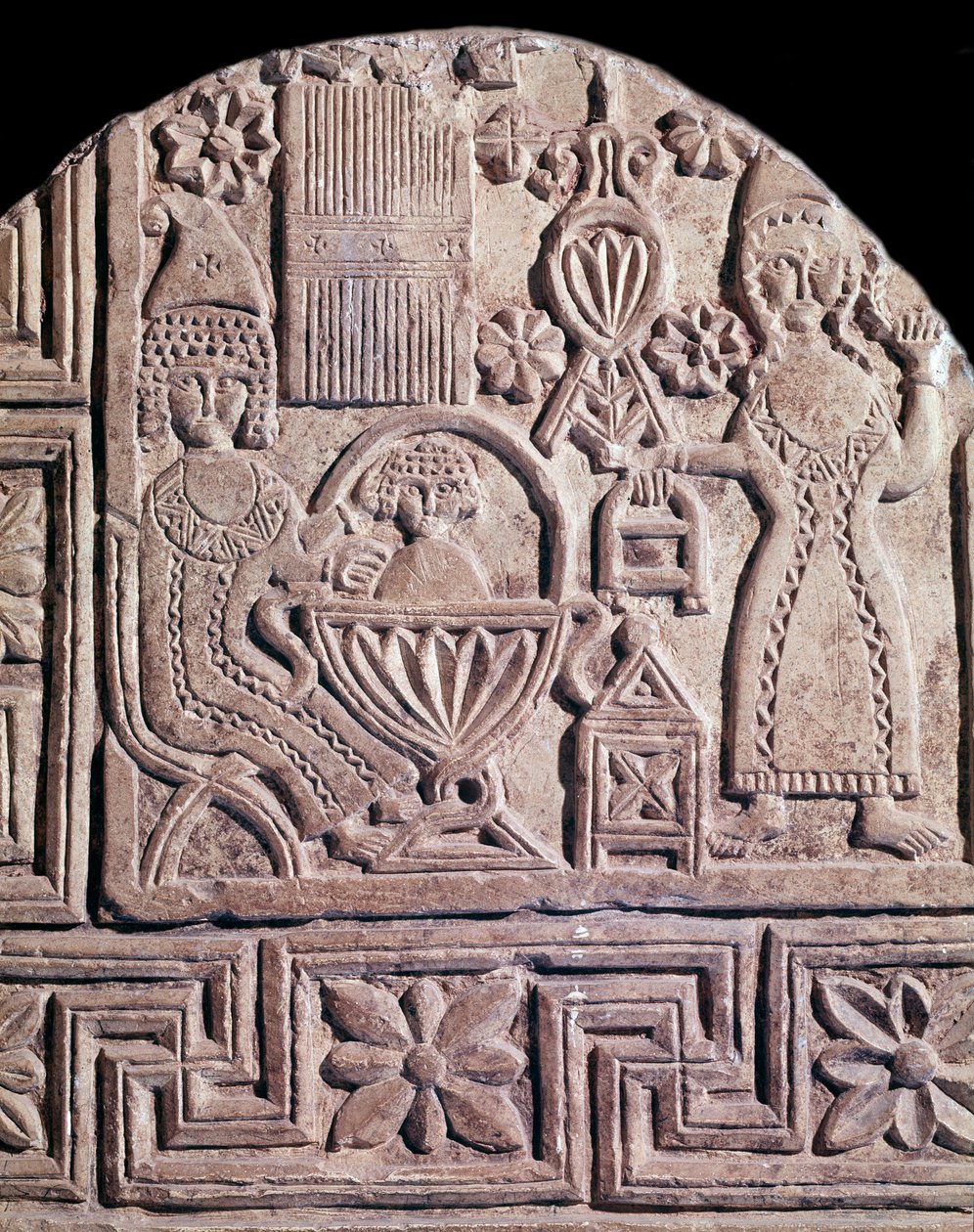 Jesus vasket av to sykepleiere (relieff av stele, 600-tallet) av Coptic Coptic