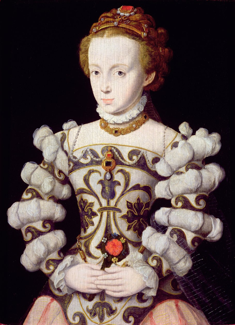 Portrett av en jente som holder en rose (panel) av Corneille de Lyon