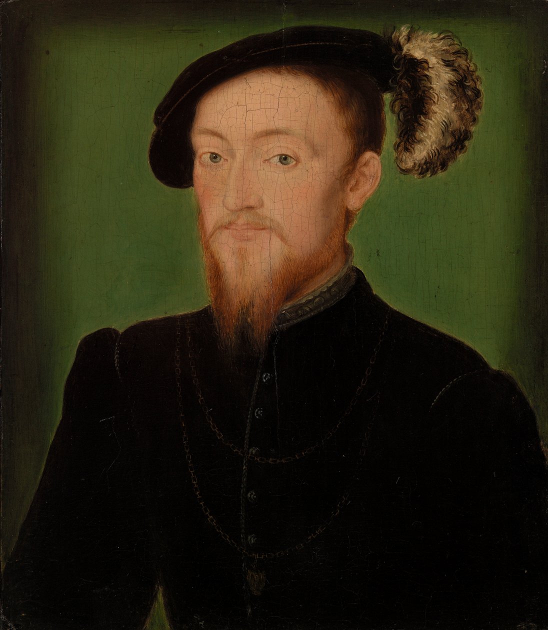 Mann med fjær i hatt av Corneille de Lyon