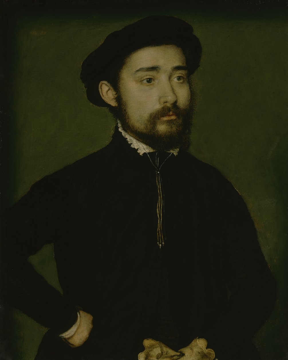 Portrett av en mann med en hanske (olje på tre) av Corneille de Lyon
