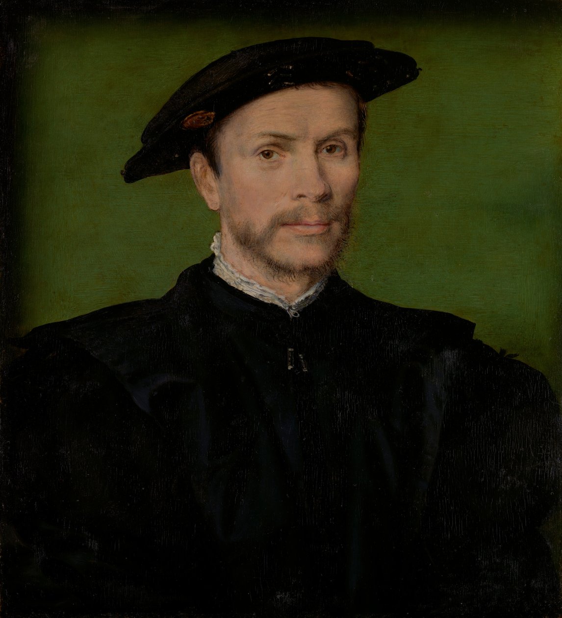 Portrett av en skjeggete mann i svart. av Corneille de Lyon