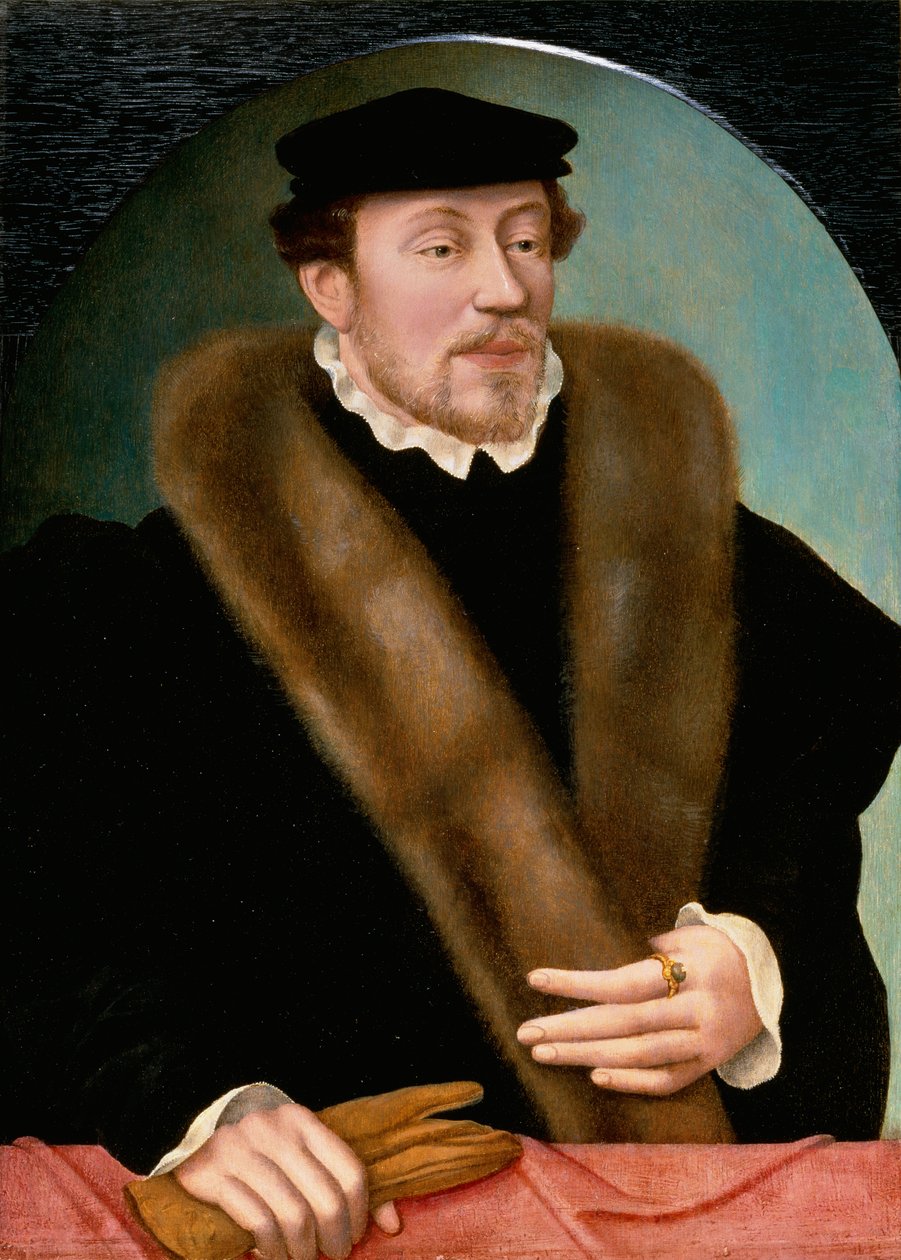 Portrett av en gentleman i dublett og hatt av Corneille de Lyon after Corneille de Lyon after