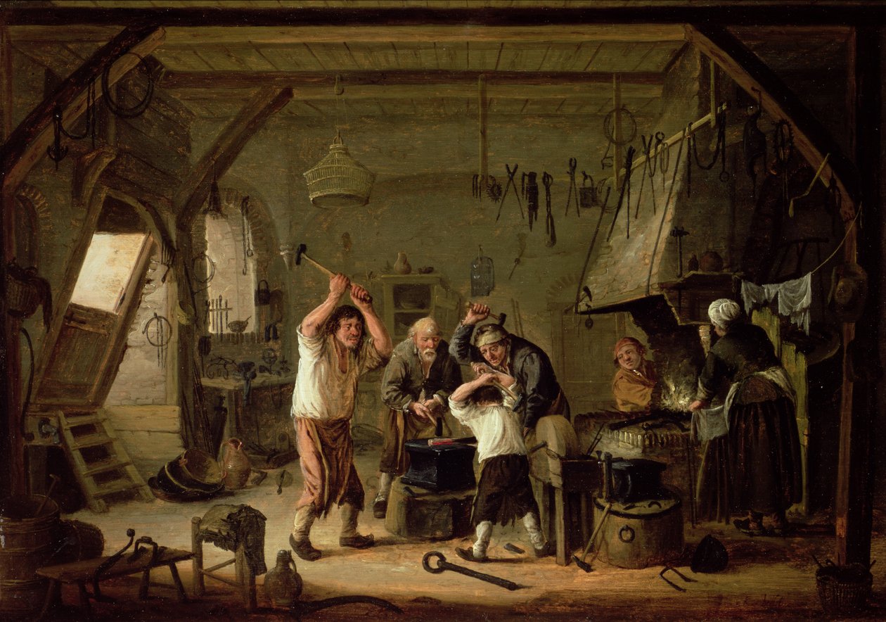 Interiøret til en smed av Cornelis Beelt