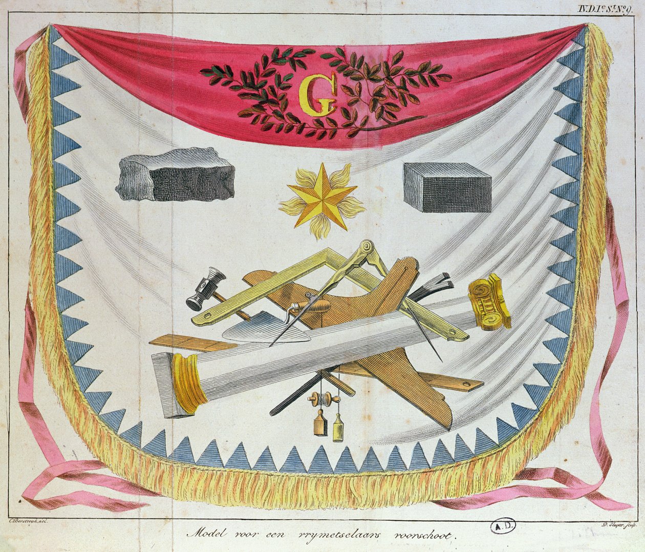 Et frimurerforkle, 1826 av Cornelis Borsteegh