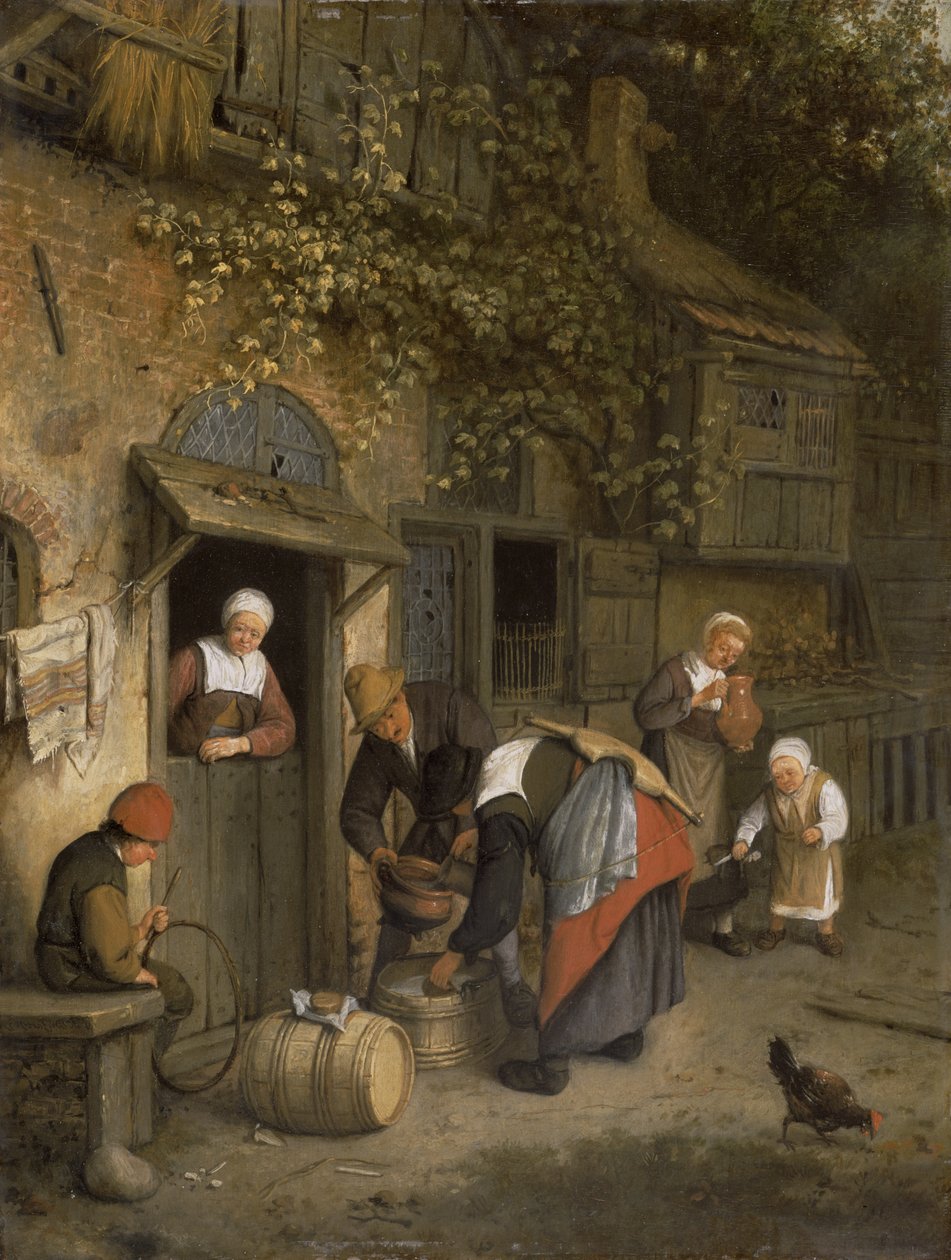The Milk Seller, 1679 (panel) av Cornelis Dusart