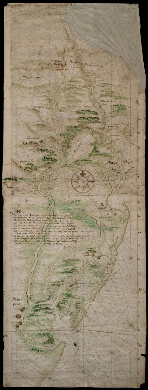 Kart over New Netherland av Cornelis Hendricx