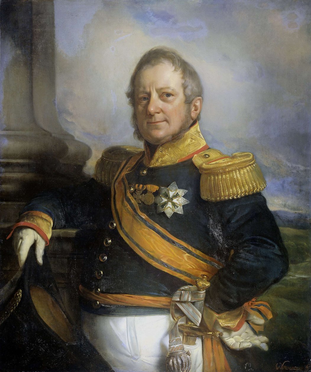 Portrett av Hendrik Merkus, Baron de Kock (1779–1845), hærfører og etter 1826 generalløytnantguvernør i Nederlandsk Øst -India av Cornelis Kruseman