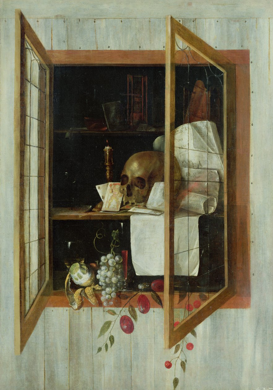 Vanitas stilleben sett gjennom et trompe l