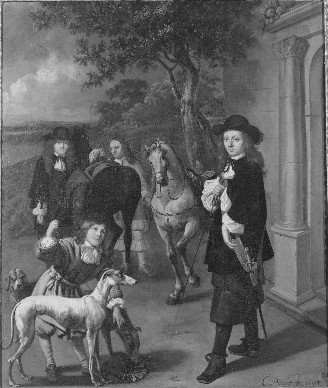 To unge menn klare for en ridetur av Cornelis Picolet