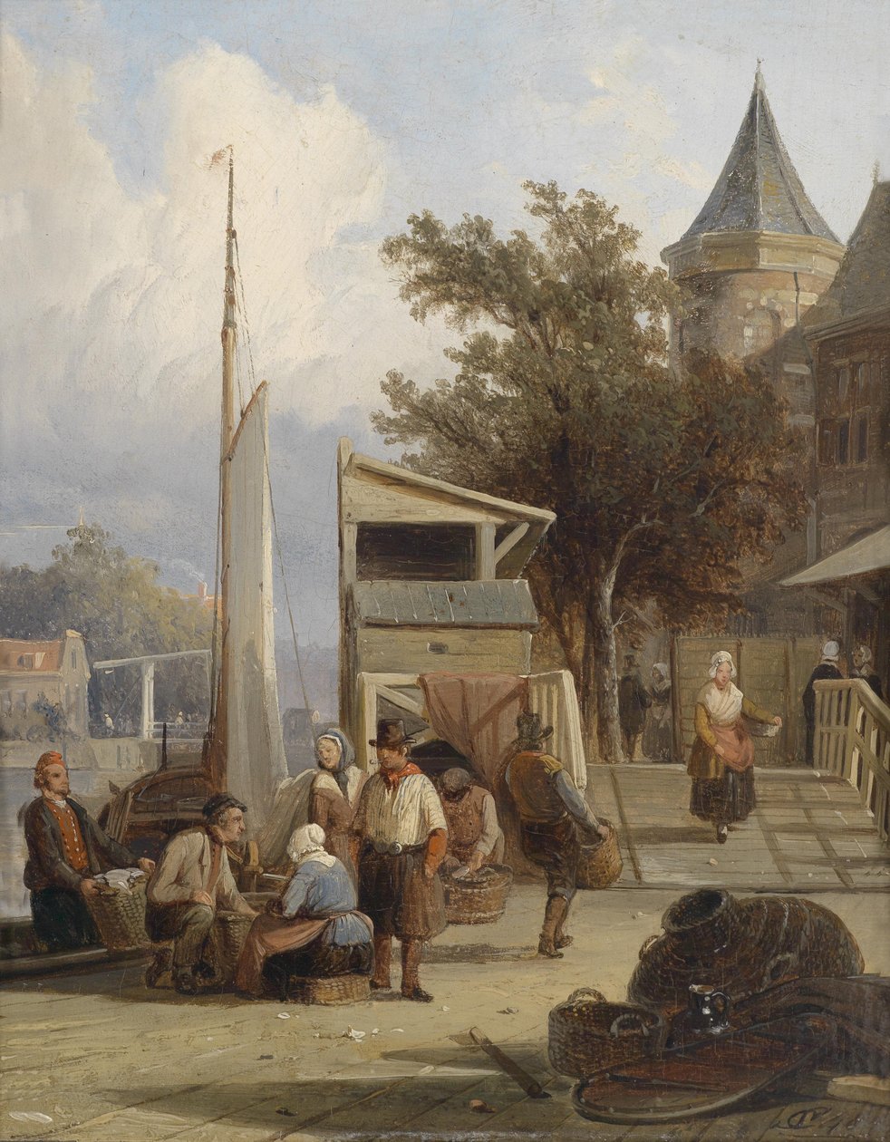 Fiskere på brygga av Cornelis Springer