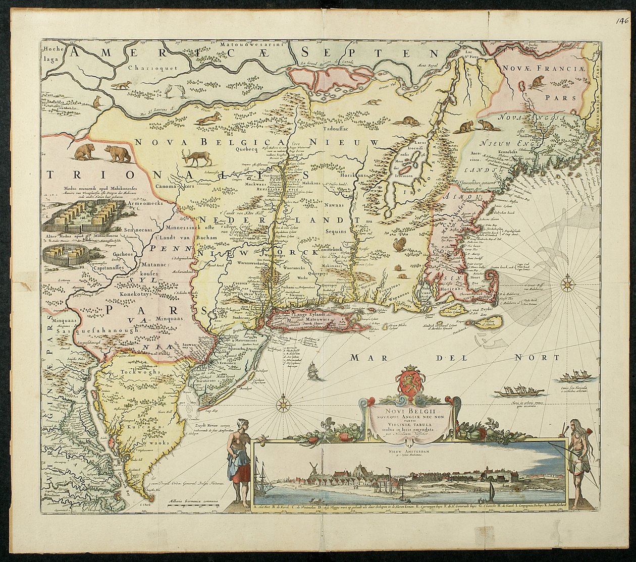 Novi Belgii, 1651 (fargelitografi) av Cornelis Visscher