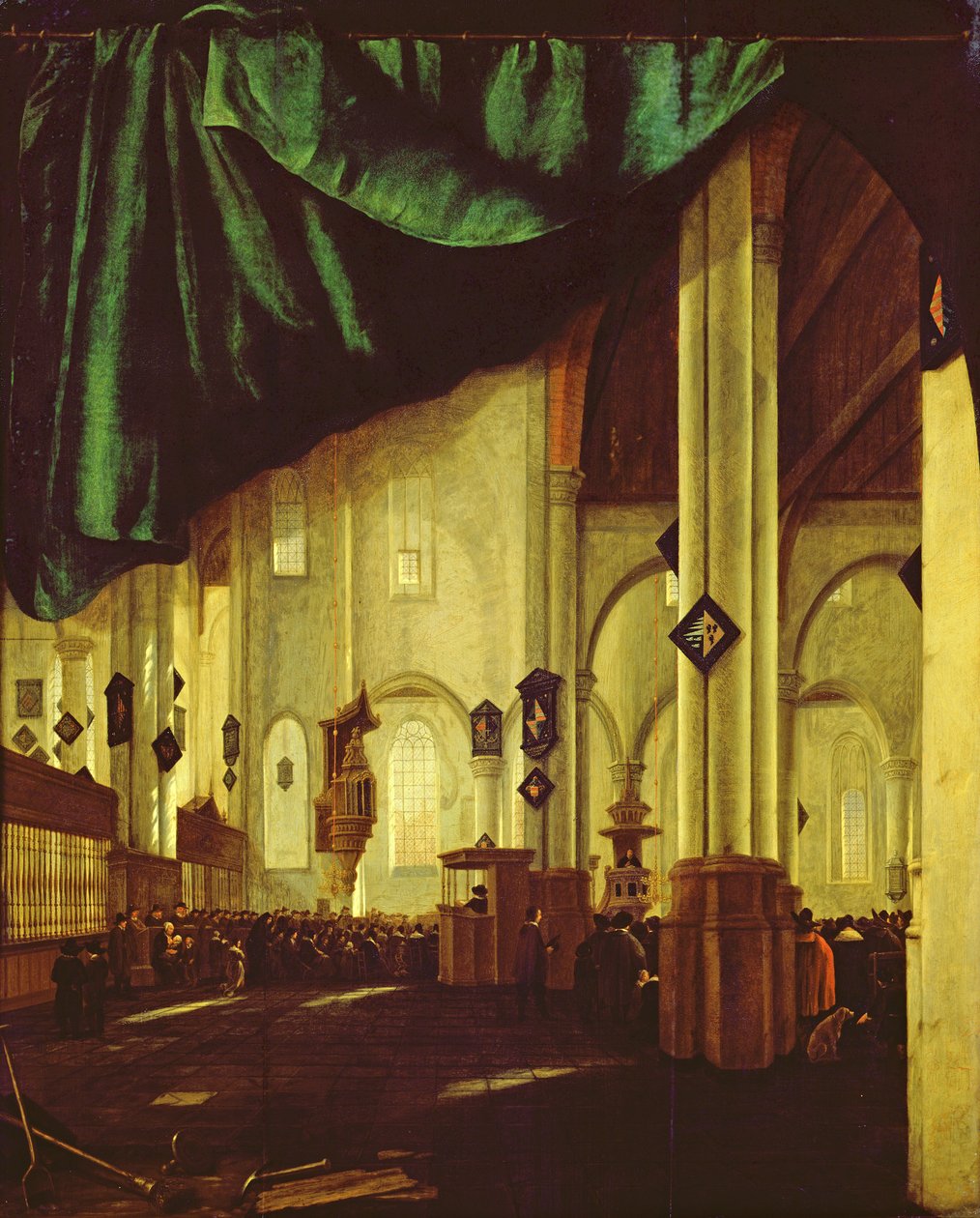 Interiør i den protestantiske kirken i Delft, etter 1665 av Cornelis de Man