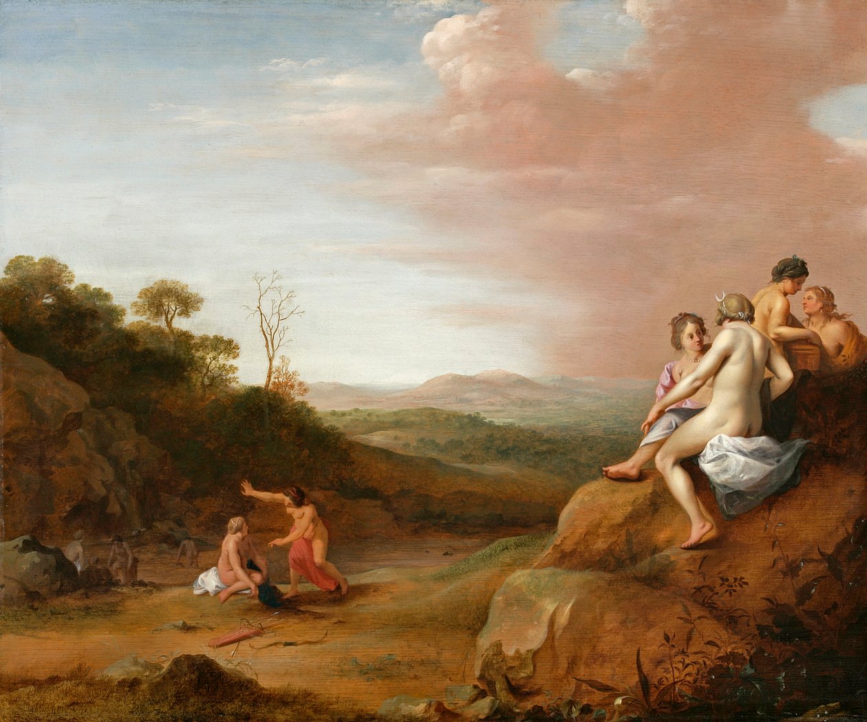 Diana og nymfene hennes med oppdagelsen av Callisto av Cornelis van Poelenburgh or Poelenburch