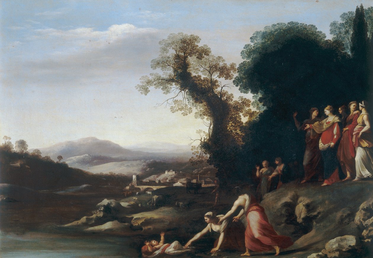 Oppdagelsen av Moses av Cornelis van Poelenburgh or Poelenburch