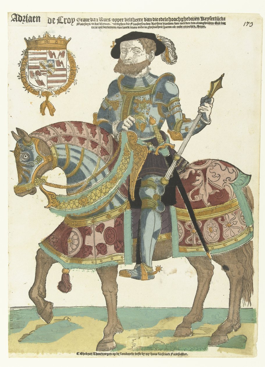 Portrett av Adriaen de Croy på hesteryggen av Cornelis Anthonisz. (manner of)